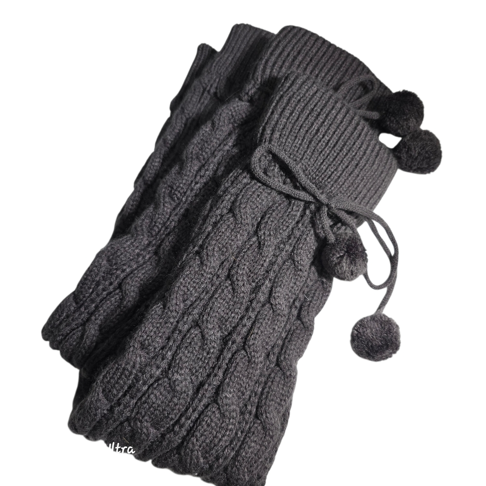 Cozy Knit Leg Warmers with Pom Poms